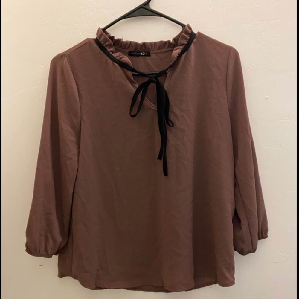 Blush bow blouse